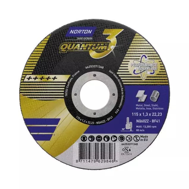 Norton Quantum3 1mm Cutting Disc - Type 41 115mmx1mmx22