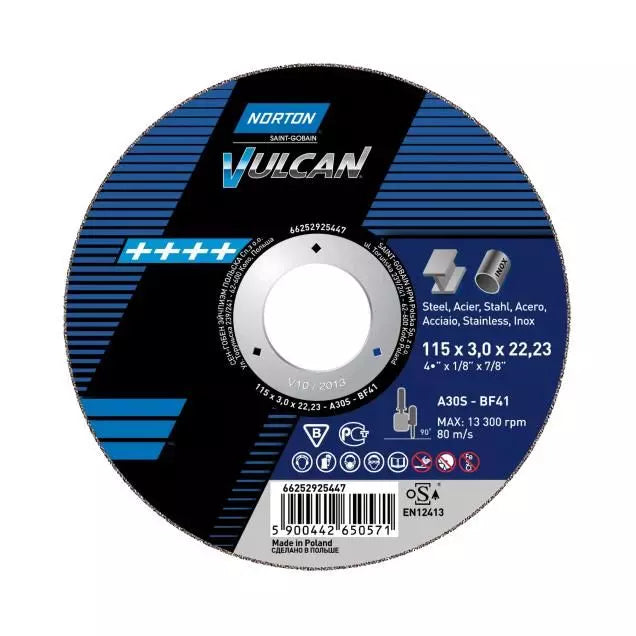 Norton Vulcan 1mm Cutting Disc - Type 41 115mmx1mmx22 A60S