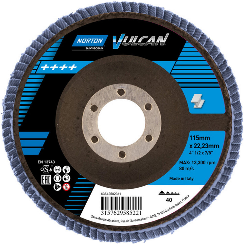 Norton Flap Discs Fibre Glass Back Vulcan R842 115x22 P40